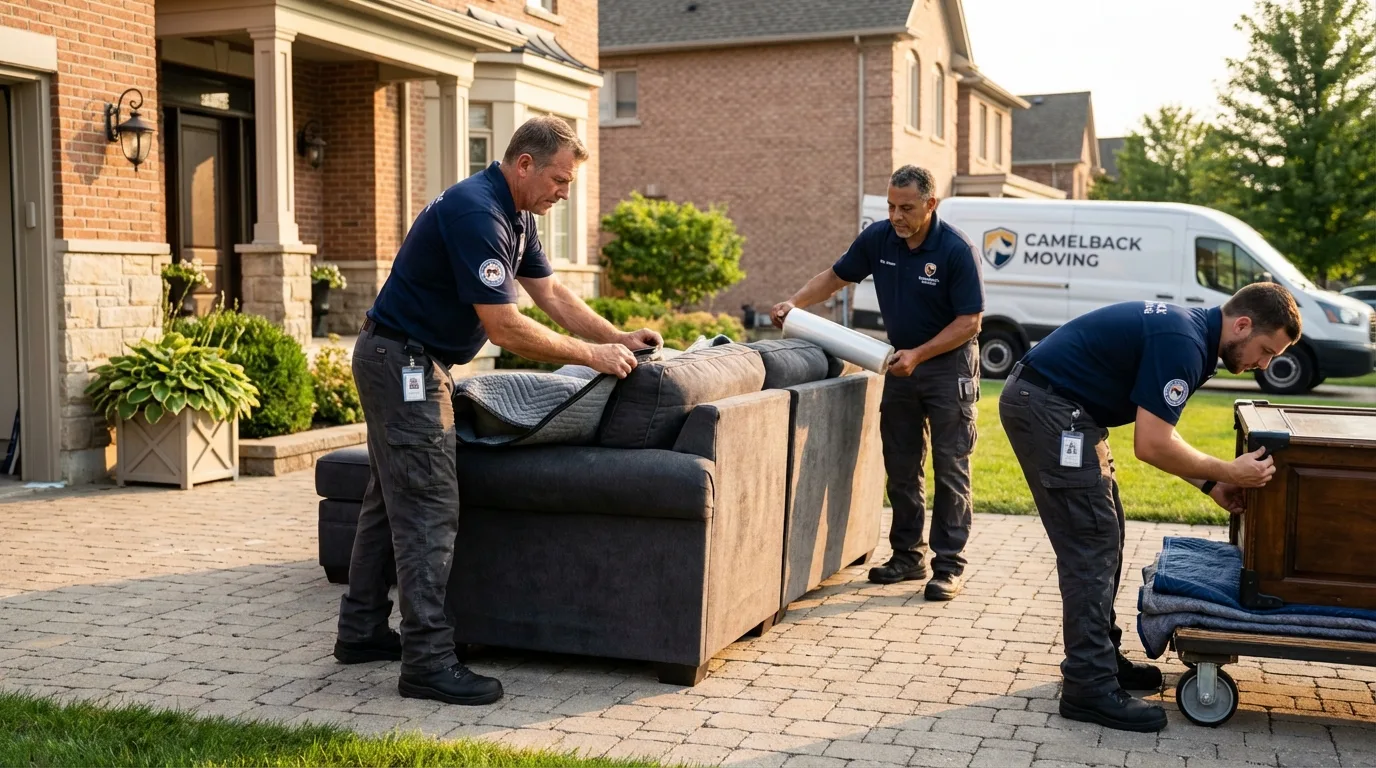 Large estate moving crew wrapping furniture in Maumelle, AR
