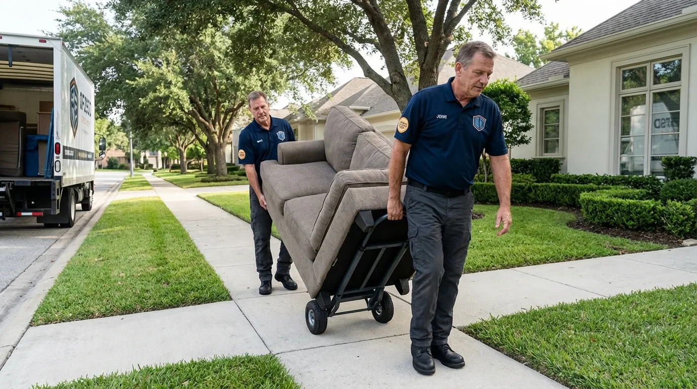 Local residential moving crew loading furniture in Maumelle, AR