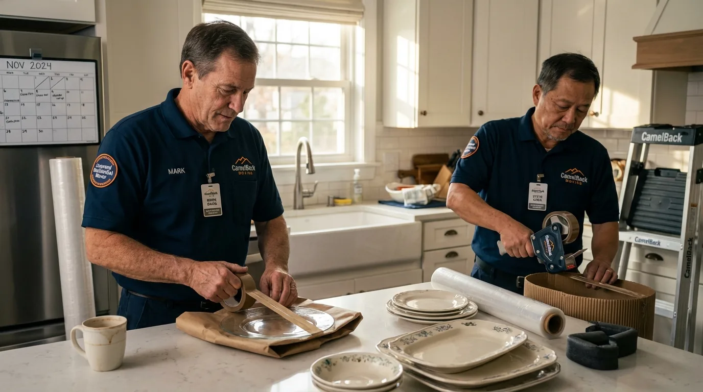 Professional crew packing kitchen dishware in Maumelle, AR